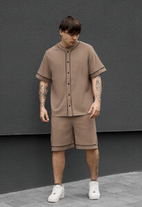 Фото - Легкий мужской летний комплект рубашка + шорты Staff kla light brown - Men box