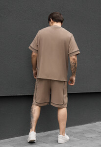 Фото - Легкий мужской летний комплект рубашка + шорты Staff kla light brown - Men box