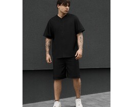 Фото - Чоловічий легкий літній комплект сорочка + шорти Staff kla black - Men box