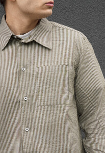 Фото - Мужской стильный летний комплект рубашка + шорты Staff tas olive stripes - Men box