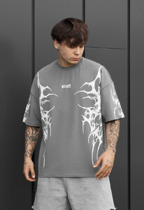 Фото - Чоловіча футболка Staff logo gray & white з абстрактним принтом - Men box