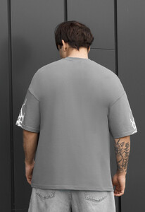 Фото - Чоловіча футболка Staff logo gray & white з абстрактним принтом - Men box