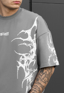 Фото - Чоловіча футболка Staff logo gray & white з абстрактним принтом - Men box