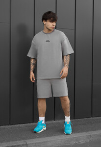 Фото - Мужской летний комплект футболка + шорты Staff no gray oversize - Men box