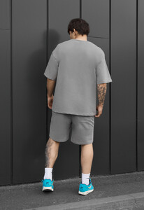 Фото - Мужской летний комплект футболка + шорты Staff no gray oversize - Men box