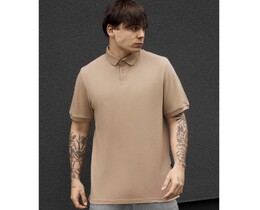 Фото - Мужское однотонное поло Staff we light brown с воротником - Men box