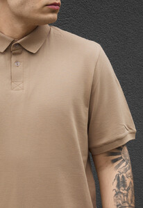 Фото - Мужское однотонное поло Staff we light brown с воротником - Men box