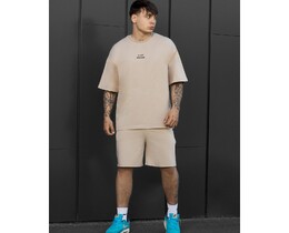 Фото - Мужской летний комплект футболка + шорты Staff no beige oversize - Men box