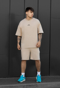 Фото - Чоловічий літній комплект футболка + шорти Staff no beige oversize - Men box