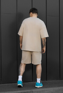 Фото - Чоловічий літній комплект футболка + шорти Staff no beige oversize - Men box