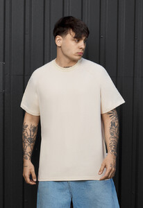 Фото - Мужская однотонная базовая футболка Staff light beige reglan - Men box
