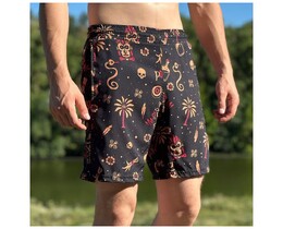 Фото - Чоловічі пляжні шорти Slavni Rest Print чорно-бежевого кольору - Men box