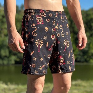 Фото - Чоловічі пляжні шорти Slavni Rest Print чорно-бежевого кольору - Men box