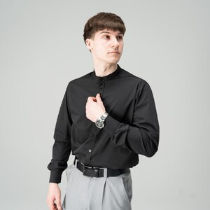 Фото - Чоловіча сорочка Slavni Demos чорного кольору з довгим рукавом - Men box