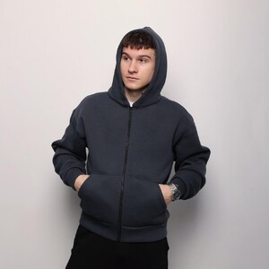 Фото - Мужское теплое худи Pobedov Temp темно-серого цвета - Men box