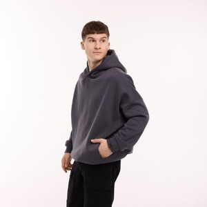 Фото - Чоловіче утеплене худі oversize Pobedov Urbanist колір графіт - Men box