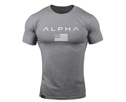 Фото - Спортивна чоловіча футболка Alpha сірого кольору - Men box