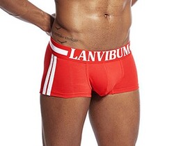 Фото - Боксеры мужские Lanvibum красные с полосками по бокам - Men box