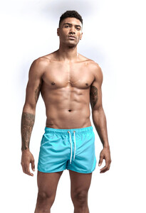 Фото - Мужские пляжные шорты Eussieinq на завязках голубого цвета - Men box