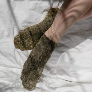 Фото - Носки короткие люрексовые SOX темно-золотые Dark gold dust - Men box