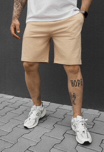 Фото - Чоловічі однотонні трикотажні шорти Staff tor beige - Men box