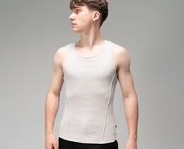 Фото - Мужская облегающая майка Slavni Rib Line молочного цвета - Men box