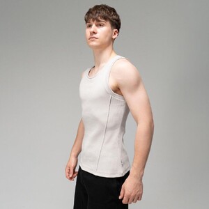 Фото - Мужская облегающая майка Slavni Rib Line молочного цвета - Men box