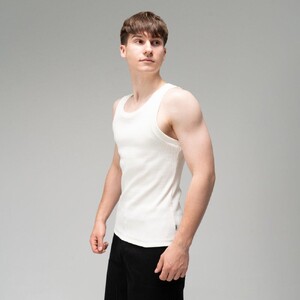 Фото - Мужская облегающая майка Slavni Rib молочного цвета - Men box