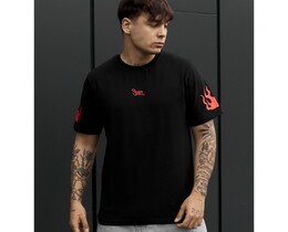 Фото - Мужская футболка Staff logo & fire tiger черного цвета - Men box