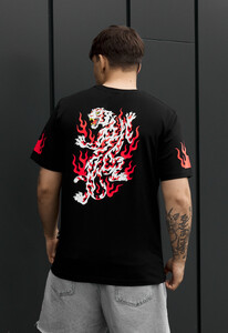 Фото - Мужская футболка Staff logo & fire tiger черного цвета - Men box