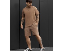 Фото - Мужской летний комплект футболка + шорты Staff mb logo brown - Men box