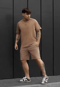Фото - Мужской летний комплект футболка + шорты Staff mb logo brown - Men box