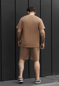 Фото - Мужской летний комплект футболка + шорты Staff mb logo brown - Men box