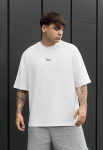 Фото - Мужская хлопковая футболка Staff logo white oversize - Men box