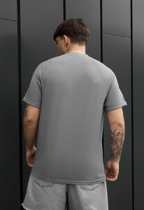 Фото - Мужская базовая футболка Staff gray logo с подкатами на рукавах - Men box