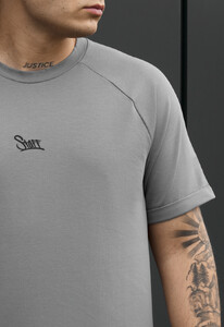 Фото - Мужская базовая футболка Staff gray logo с подкатами на рукавах - Men box