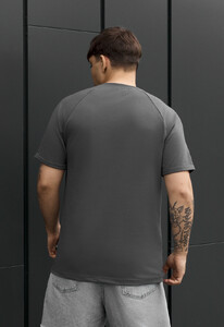 Фото - Мужская базовая футболка Staff dark gray с подкатами на рукавах - Men box