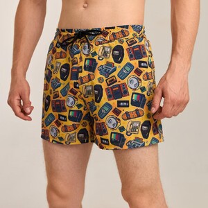 Фото - Чоловічі шорти для плавання Slavni Swimming Pool Print жовто-чорні - Men box