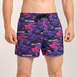 Фото - Мужские шорты для плавания Slavni Swimming Pool Print сине-фиолетовые - Men box