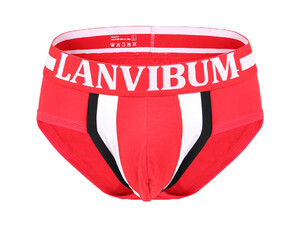 Фото - Брифы мужские Lanvibum красные с брендированной резинкой - Men box