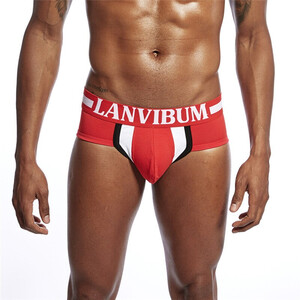 Фото - Брифы мужские Lanvibum красные с брендированной резинкой - Men box