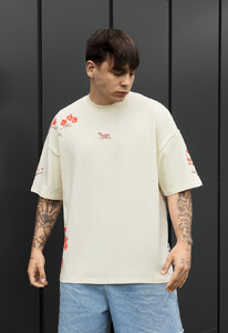Фото - Мужская футболка Staff logo & orient oversize с цветочным принтом - Men box