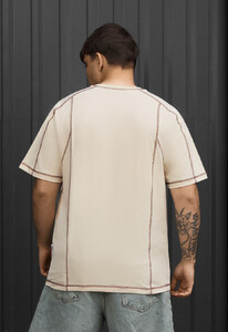 Фото - Мужская футболка Staff light beige logo со швами на изнанку - Men box