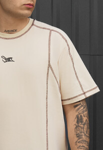 Фото - Мужская футболка Staff light beige logo со швами на изнанку - Men box