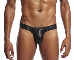 Фото - Мужские слипы Pinky Senson из ткани под кожу черного цвета - Men box