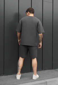 Фото - Мужской летний комплект футболка + шорты Staff no dark gray oversize - Men box