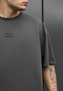Фото - Мужской летний комплект футболка + шорты Staff no dark gray oversize - Men box