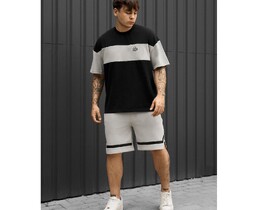 Фото - Мужской летний комплект футболка + шорты Staff ft black & light gray oversize - Men box