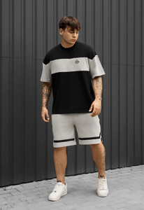 Фото - Мужской летний комплект футболка + шорты Staff ft black & light gray oversize - Men box