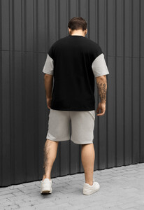 Фото - Мужской летний комплект футболка + шорты Staff ft black & light gray oversize - Men box